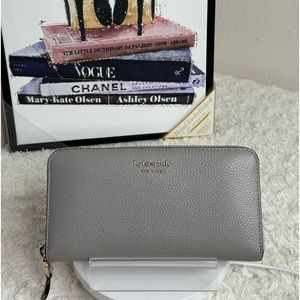 Kate spade New York zip around wallet pebbled leather